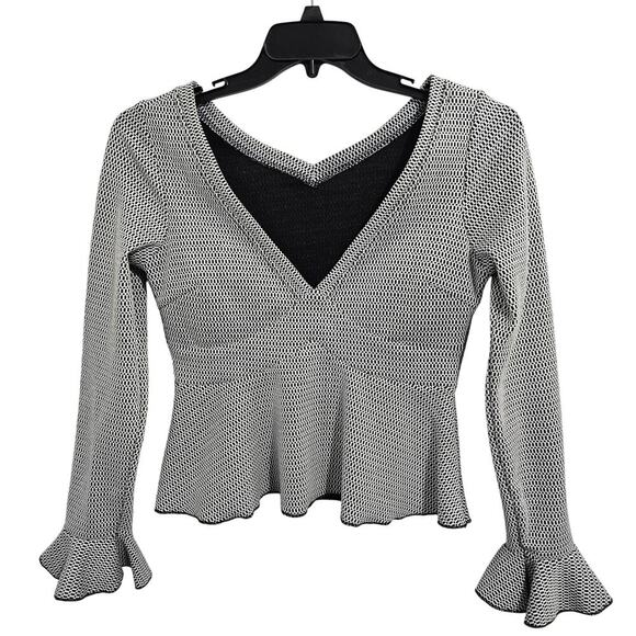 Whimsigoth Long Sleeve V-Neck Crop Top Poet Sleeves. Padded Bust. Size Small. - Picture 1 of 5